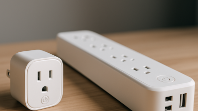 Compact Tuya smart plug and smart power strip with USB ports on wooden surface