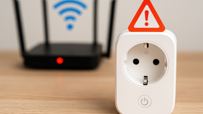 Tuya smart plug with Wi-Fi router on table indicating offline connectivity issue